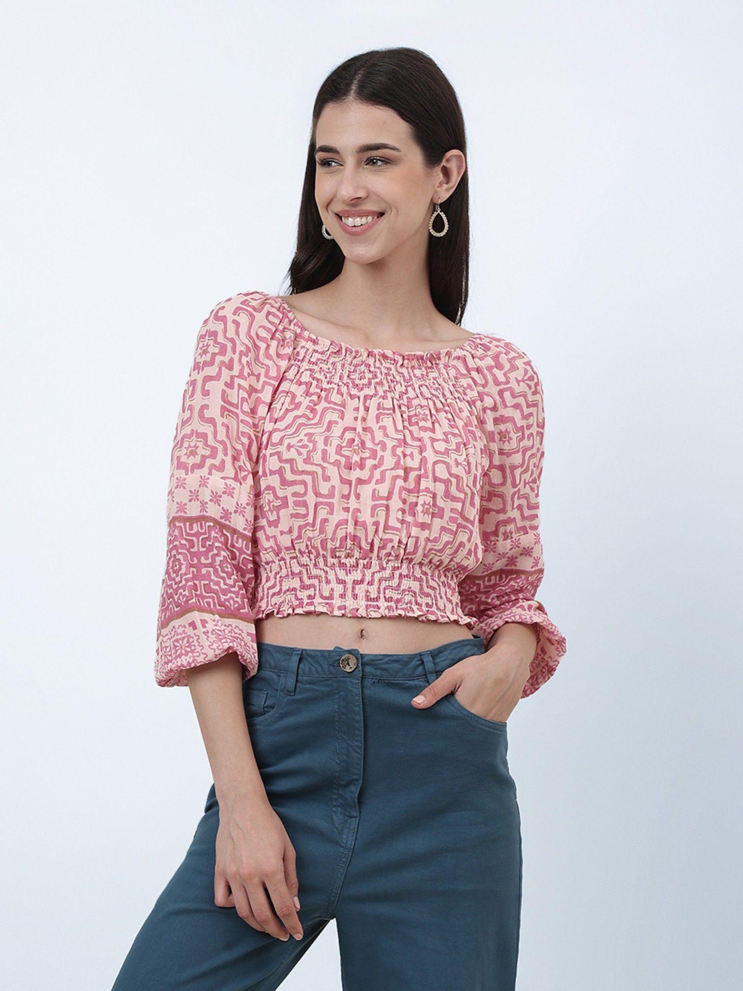 pink cotton printed top