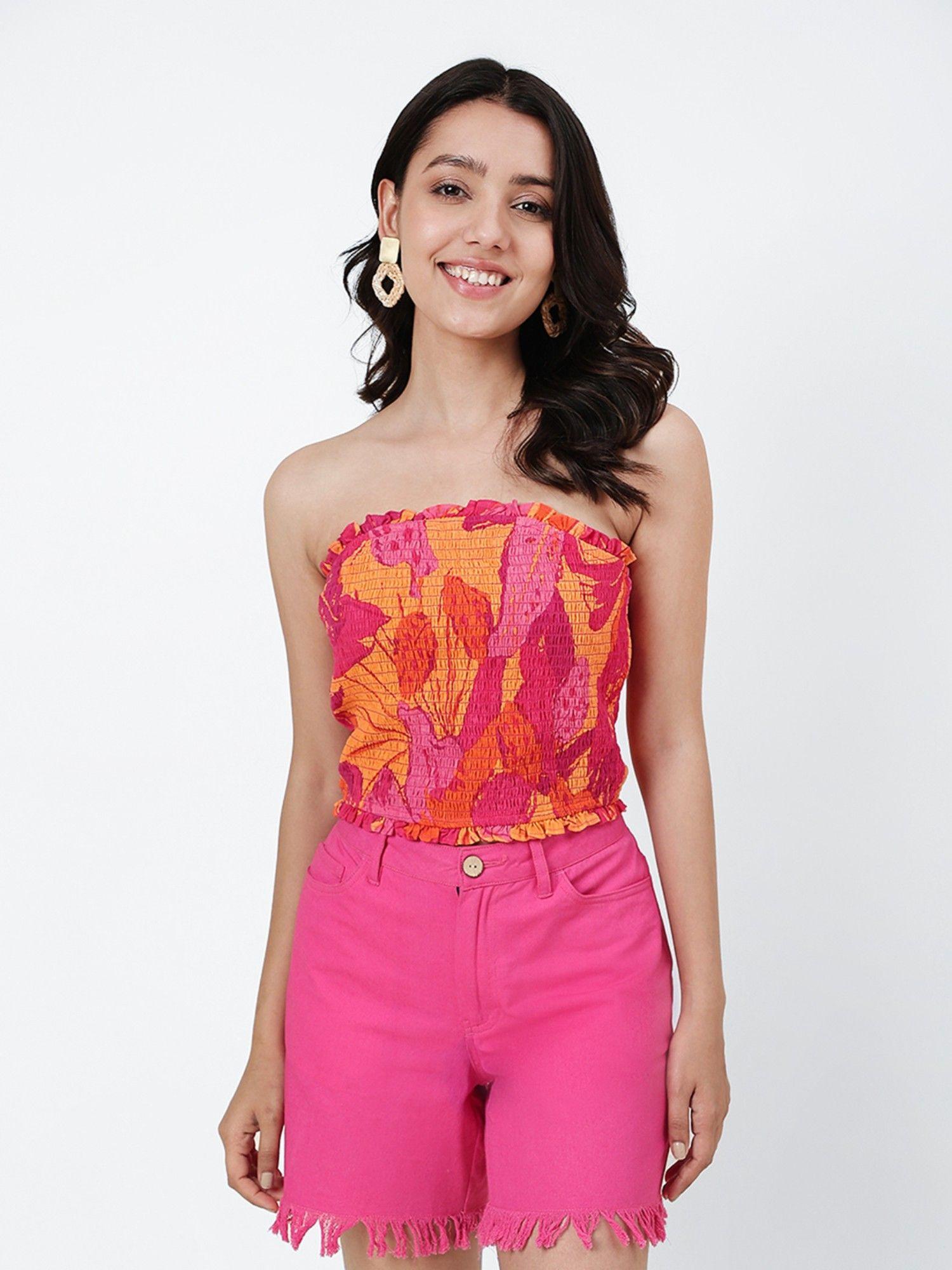 pink cotton printed top