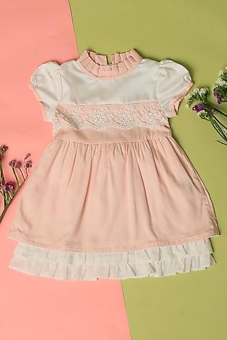 pink cotton ruffled dress for girls