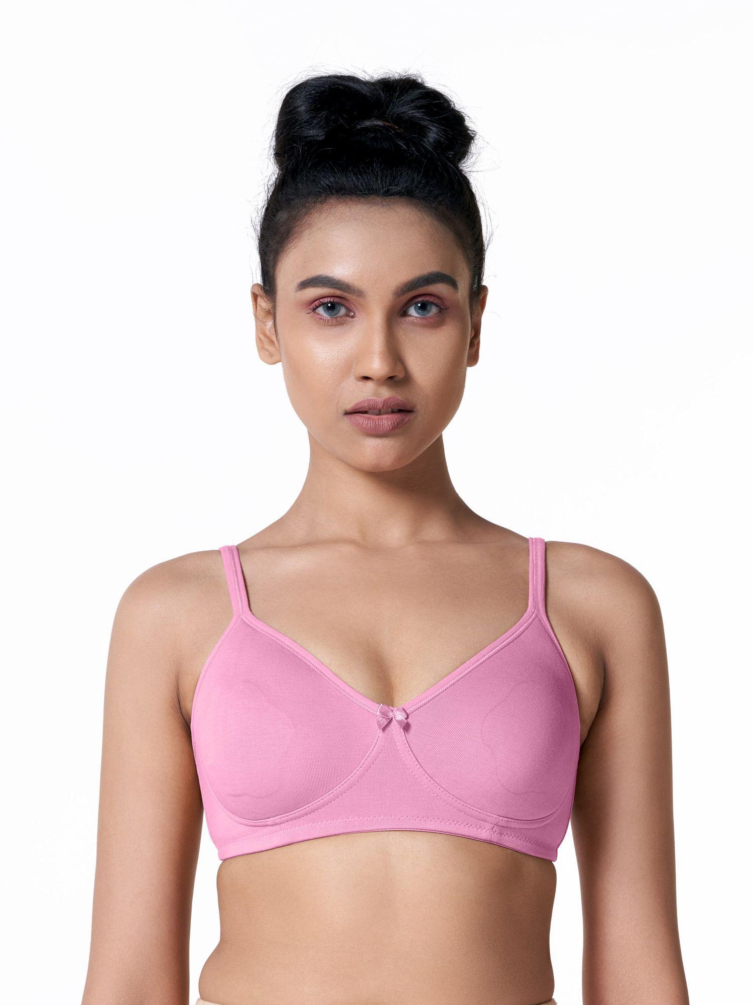 pink cotton seamless t-shirt bra with nipple concealer