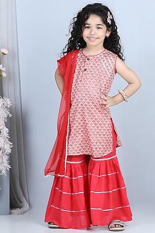 pink cotton sharara set for girls