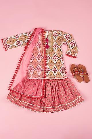 pink cotton sharara set for girls