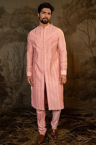 pink cotton silk kurta set