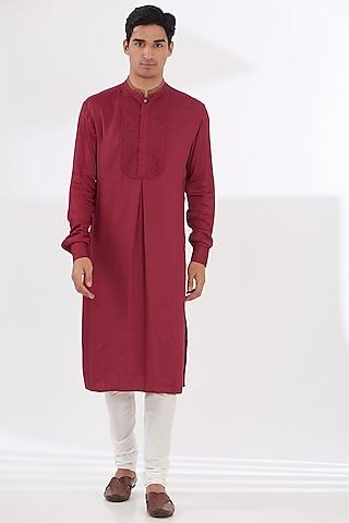 pink cotton silk kurta set