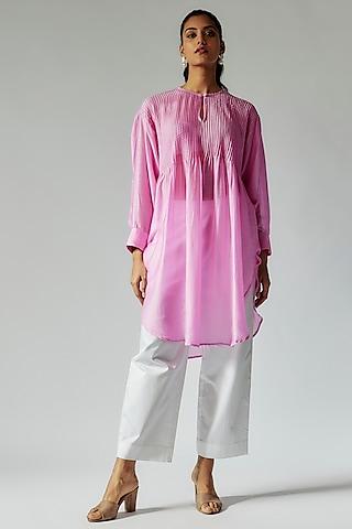 pink cotton silk tunic set