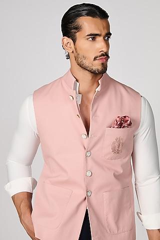 pink cotton twill bundi jacket