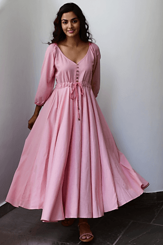 pink cotton voile dress