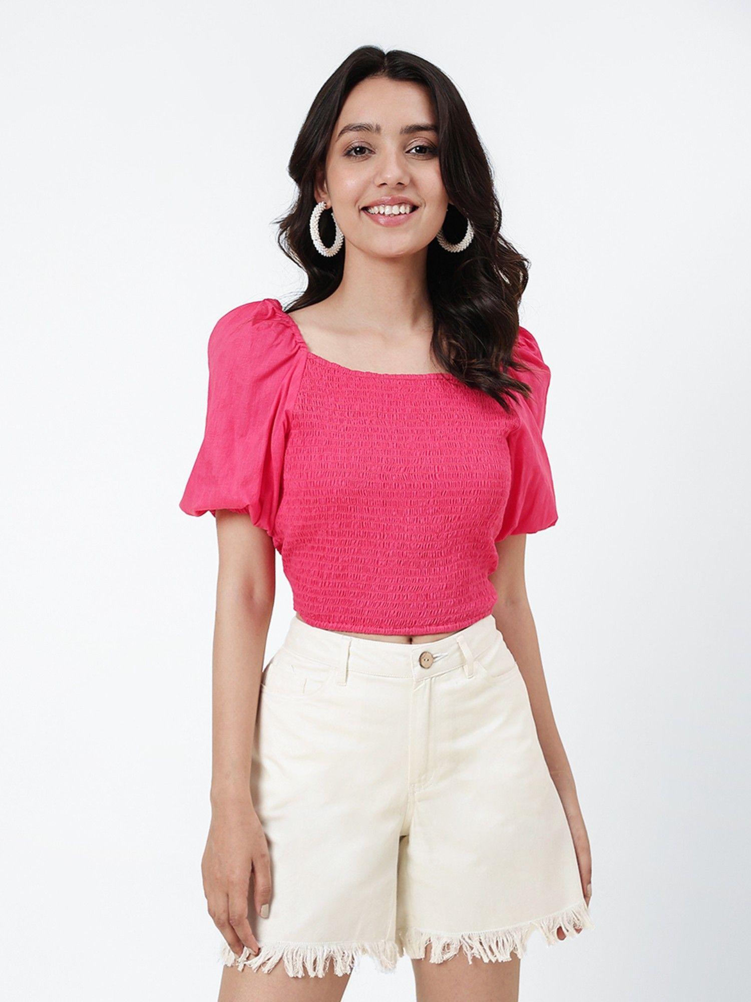 pink cotton waist length top