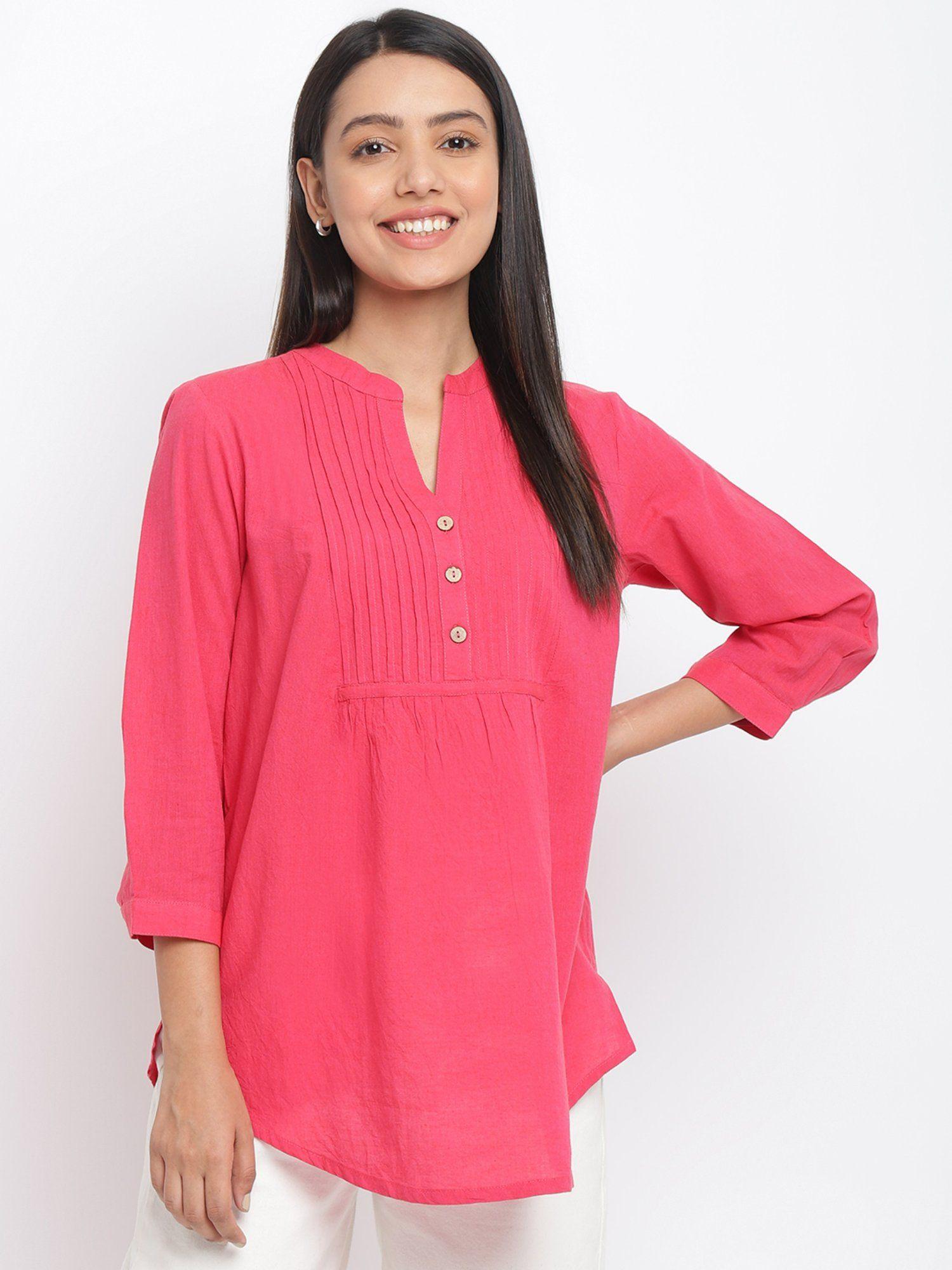 pink cotton woven tunic
