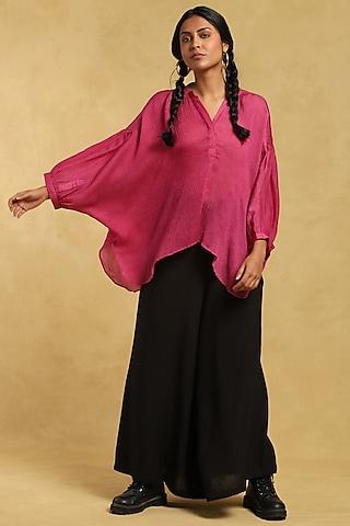 pink crimp satin kurta