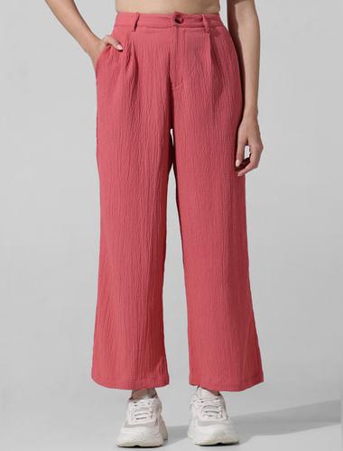 pink crinkle weave co-ord set pants