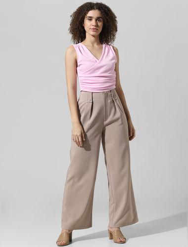 pink cropped wrap top