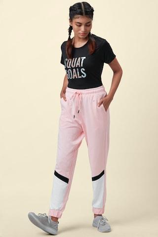 pink cut & sew ankle-length active wear women regular fit joggers