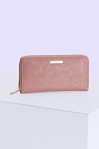pink debossed casual semi-pu women wallet