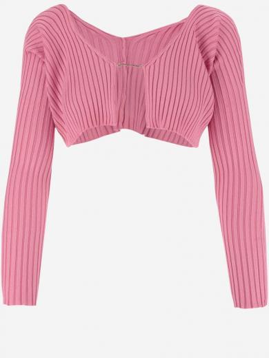 pink deep neckline sweater