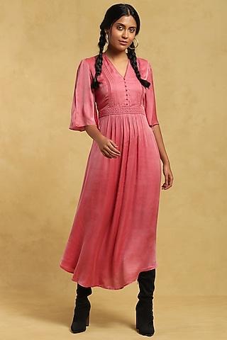 pink dehri satin maxi dress
