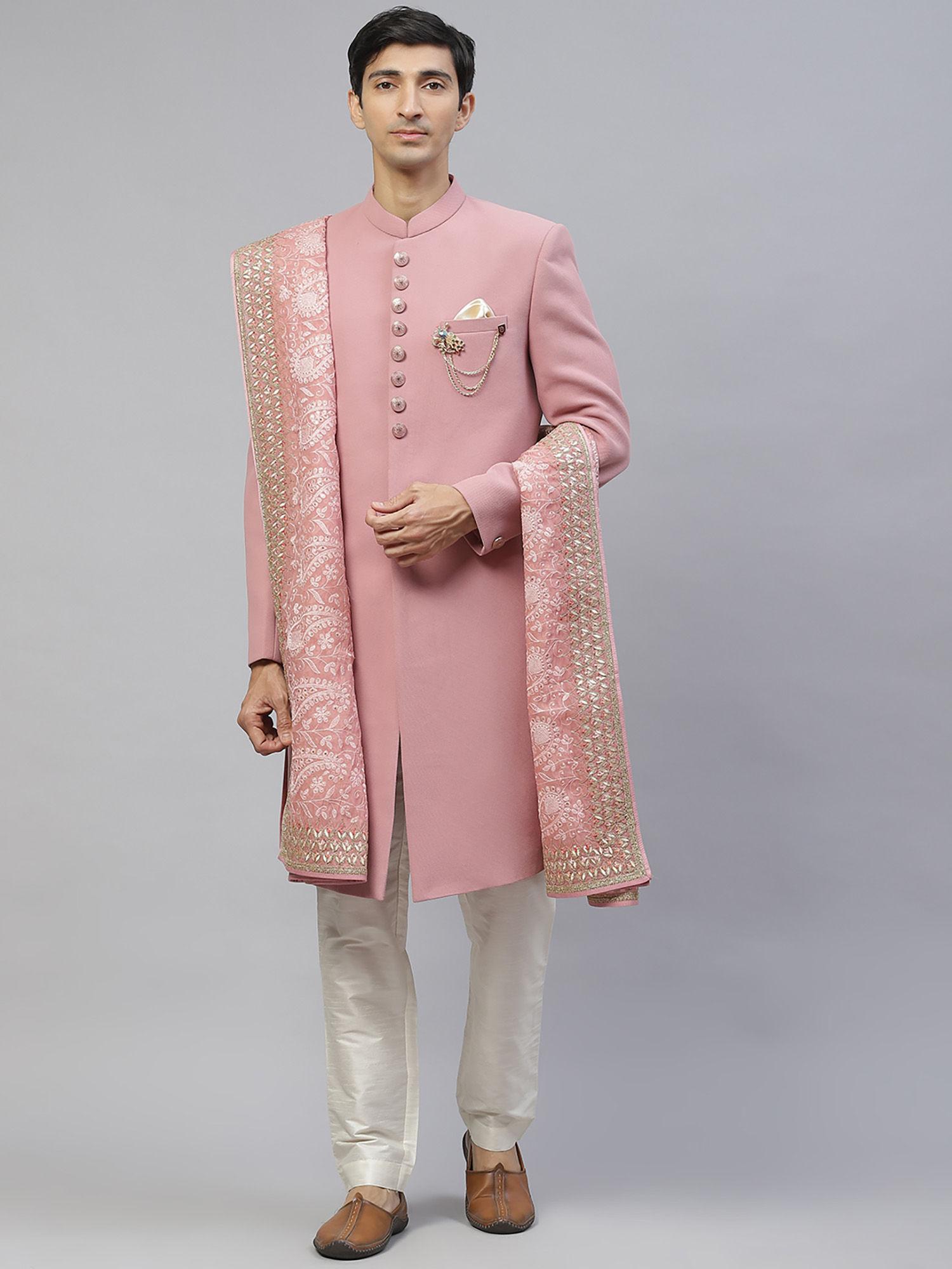 pink designer sherwani (set of 3)