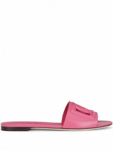 pink dg leather flat sandals