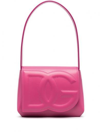 pink dg logo leather shoulder bag