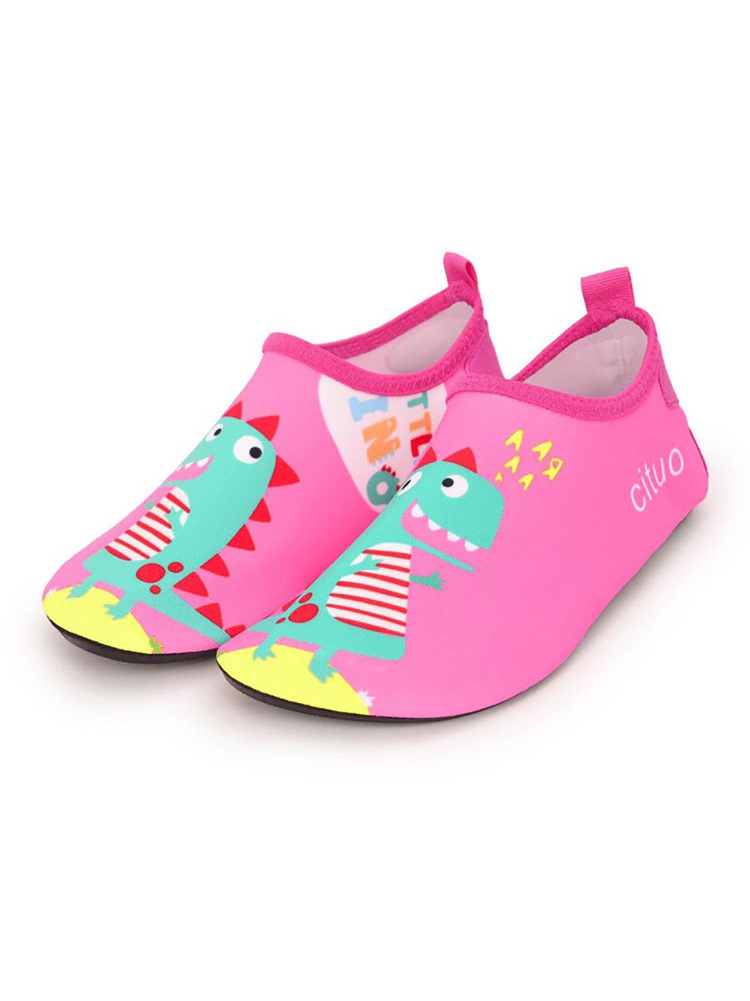 pink dino non slip quick dry beach kids shoes