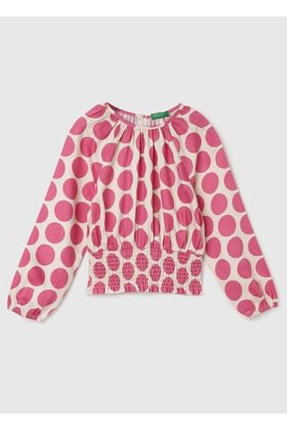 pink dots casual full sleeves round neck girls regular fit top