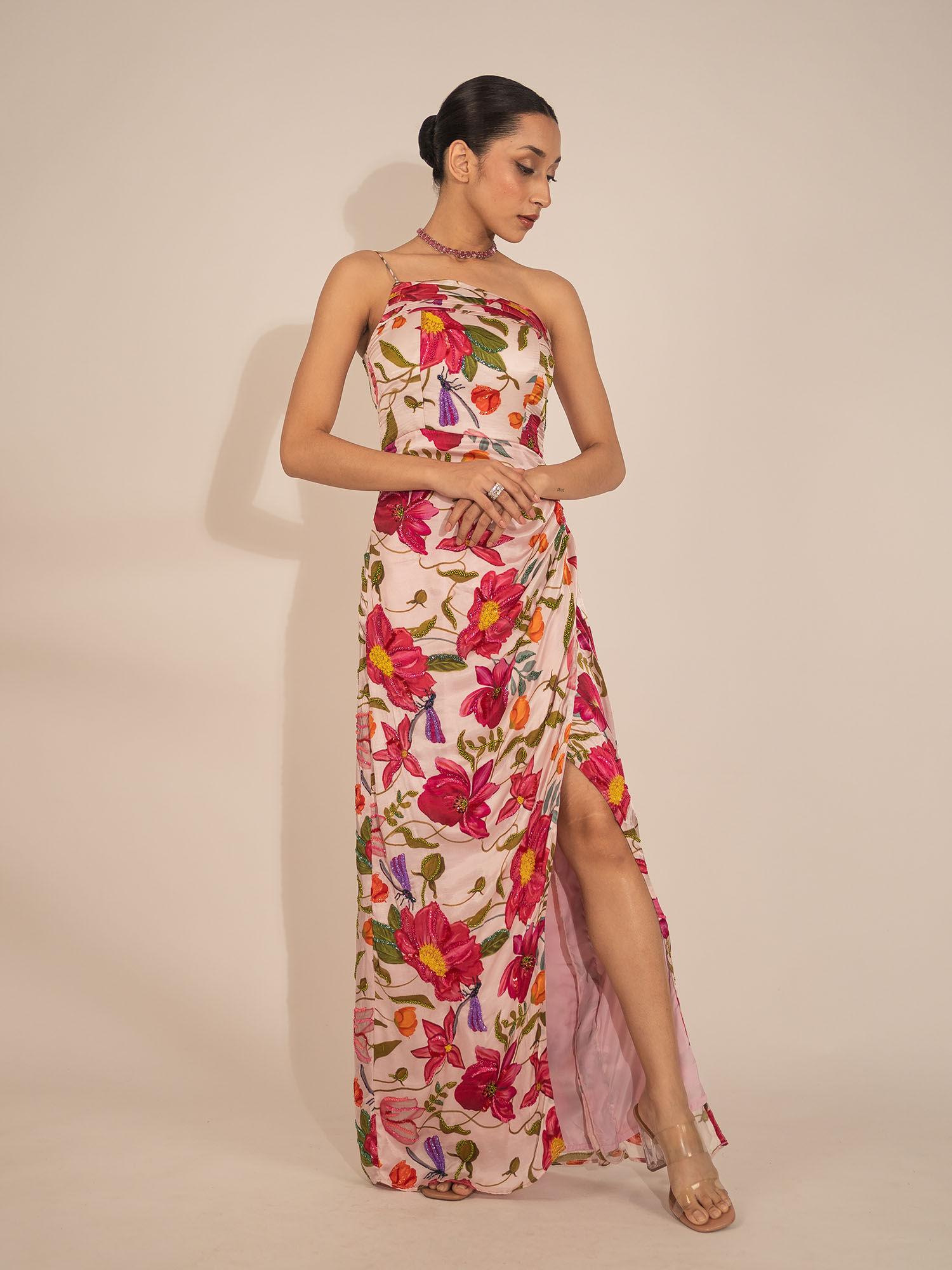 pink dragonfly maxi dress