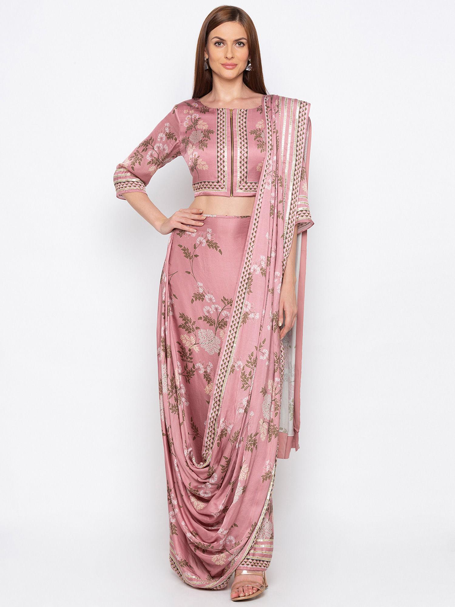 pink drape saree with blouse - customisable