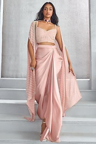 pink embellished cape set