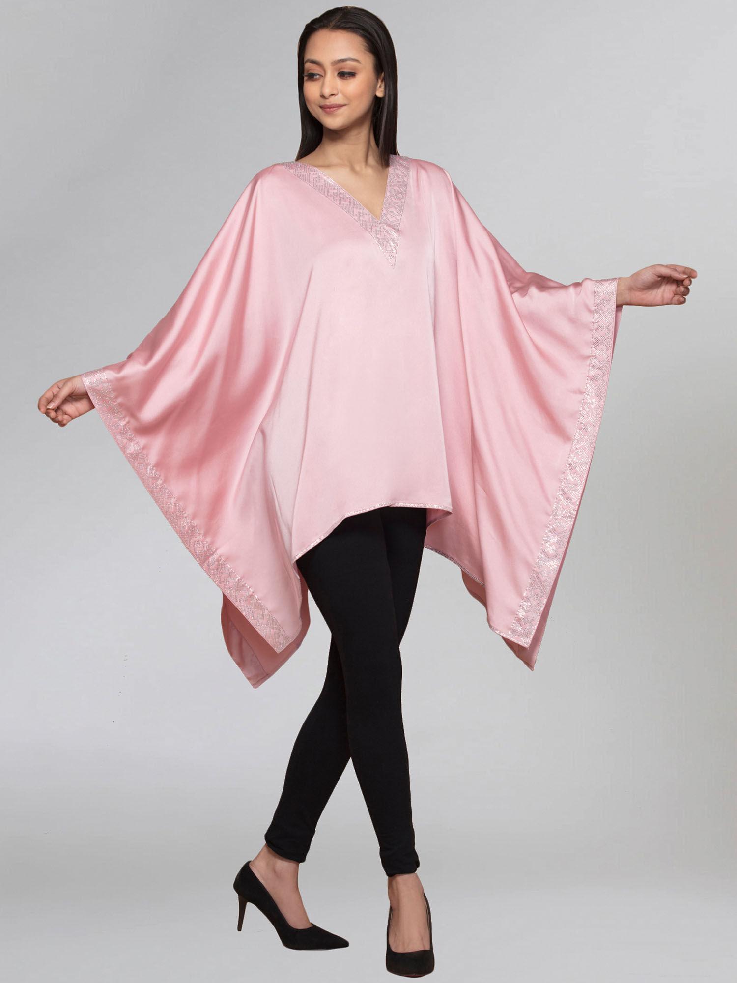 pink embellished kaftan top