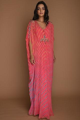 pink embellished kaftan tunic with inner