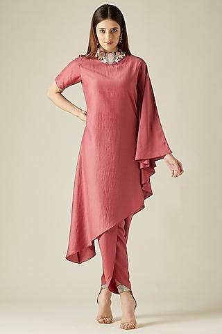 pink embellished tunic set