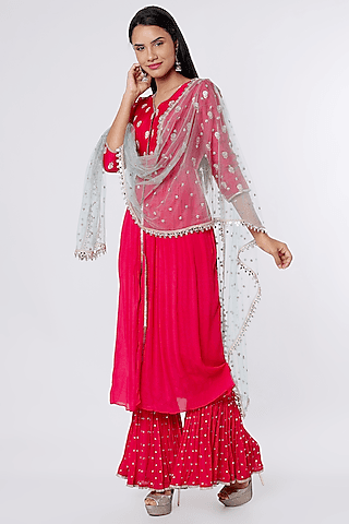 pink embroidered anarkali set