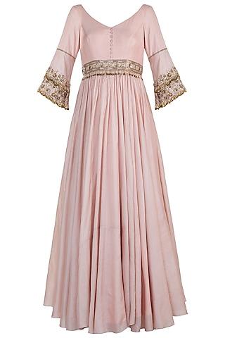 pink embroidered anarkali set