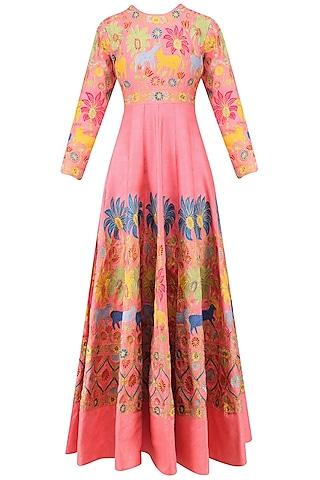 pink embroidered anarkali with dupatta