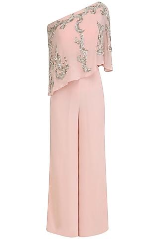 pink embroidered cape and palazzo pants set