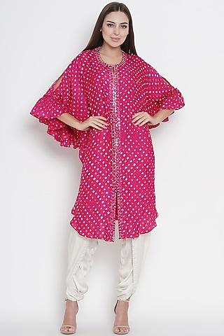 pink embroidered cape tunic