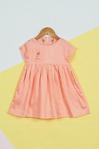pink embroidered dress for girls