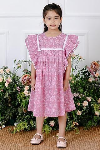 pink embroidered dress for girls