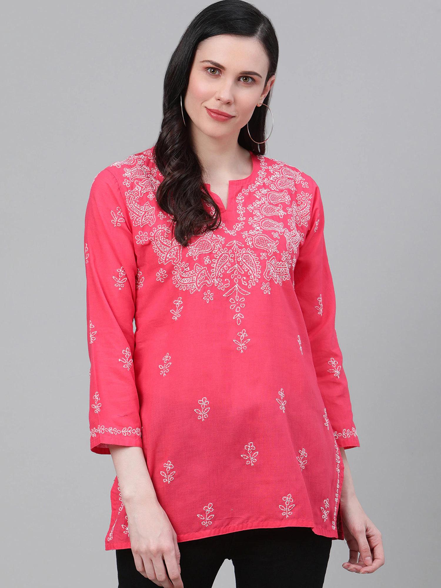 pink embroidered kurti (xxs) (a534793)