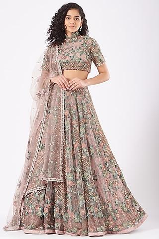 pink embroidered lehenga set