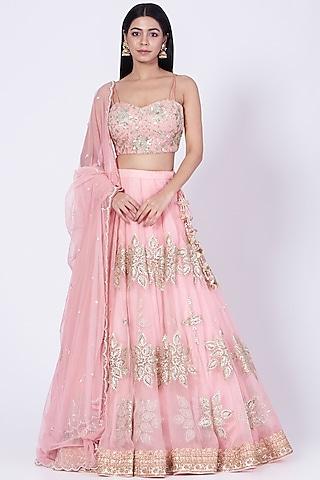 pink embroidered lehenga set