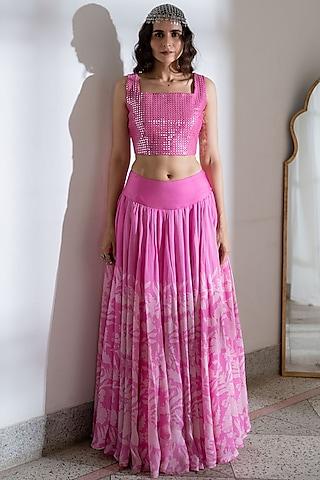 pink embroidered lehenga set