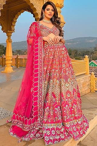 pink embroidered lehenga set