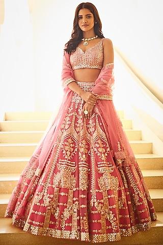 pink embroidered lehenga set