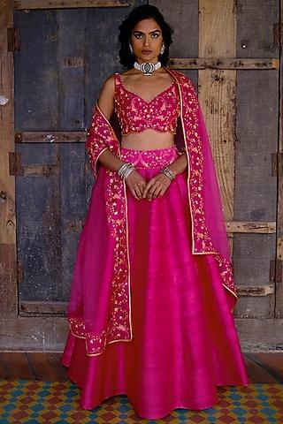 pink embroidered lehenga set