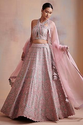 pink embroidered lehenga set