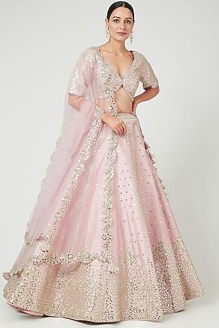 pink embroidered lehenga set