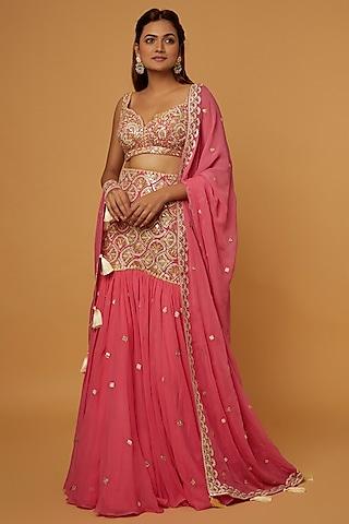 pink embroidered lehenga set