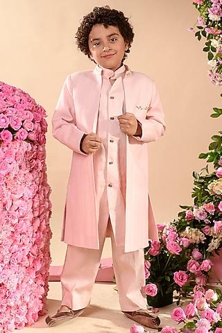 pink embroidered nehru jacket for boys