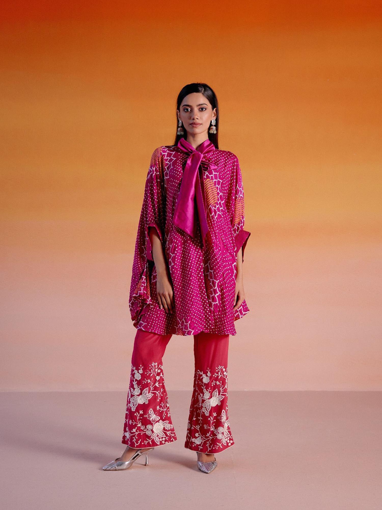 pink embroidered parsi gare palazzos